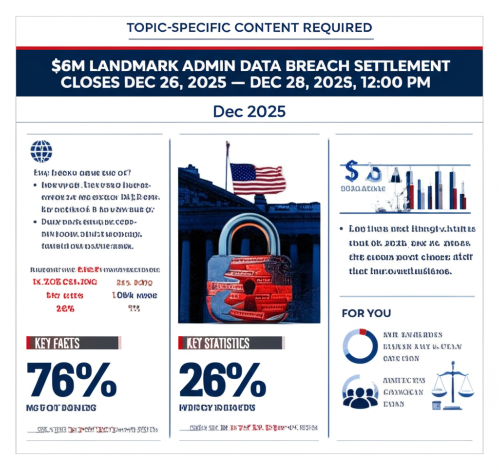 $6M Landmark Admin Data Breach Settlement Closes Dec 26, 2025 — Dec 28, 2025, 12:00 PM - Key Statistics