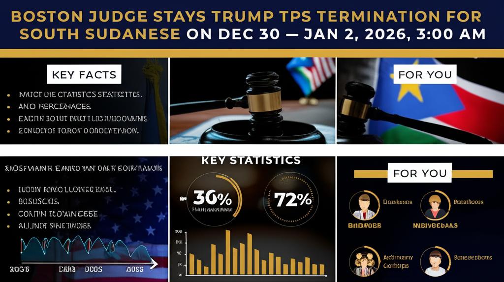 Juez de Boston Suspende la Terminación del TPS de Trump para Sudaneses del Sur del 30 de Dic. — 2 de Ene., 2026, 3:00 AM - Key Statistics