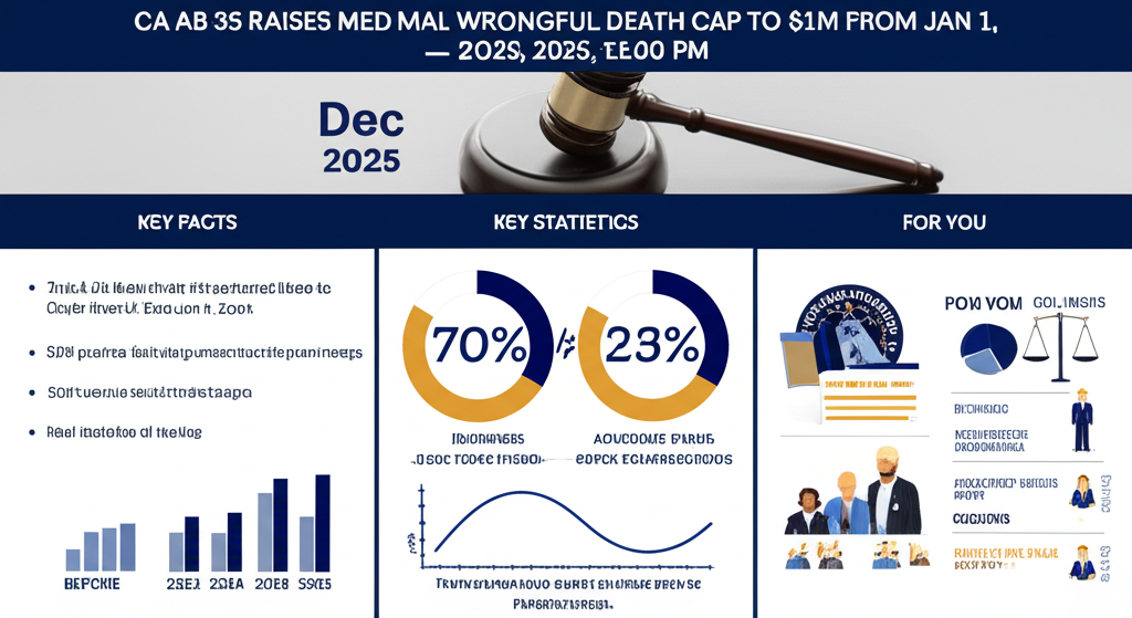 CA AB 35 Raises Med Mal Wrongful Death Cap to $1M from Jan 1, 2025 — Dec 25, 2025, 12:00 PM - Key Statistics