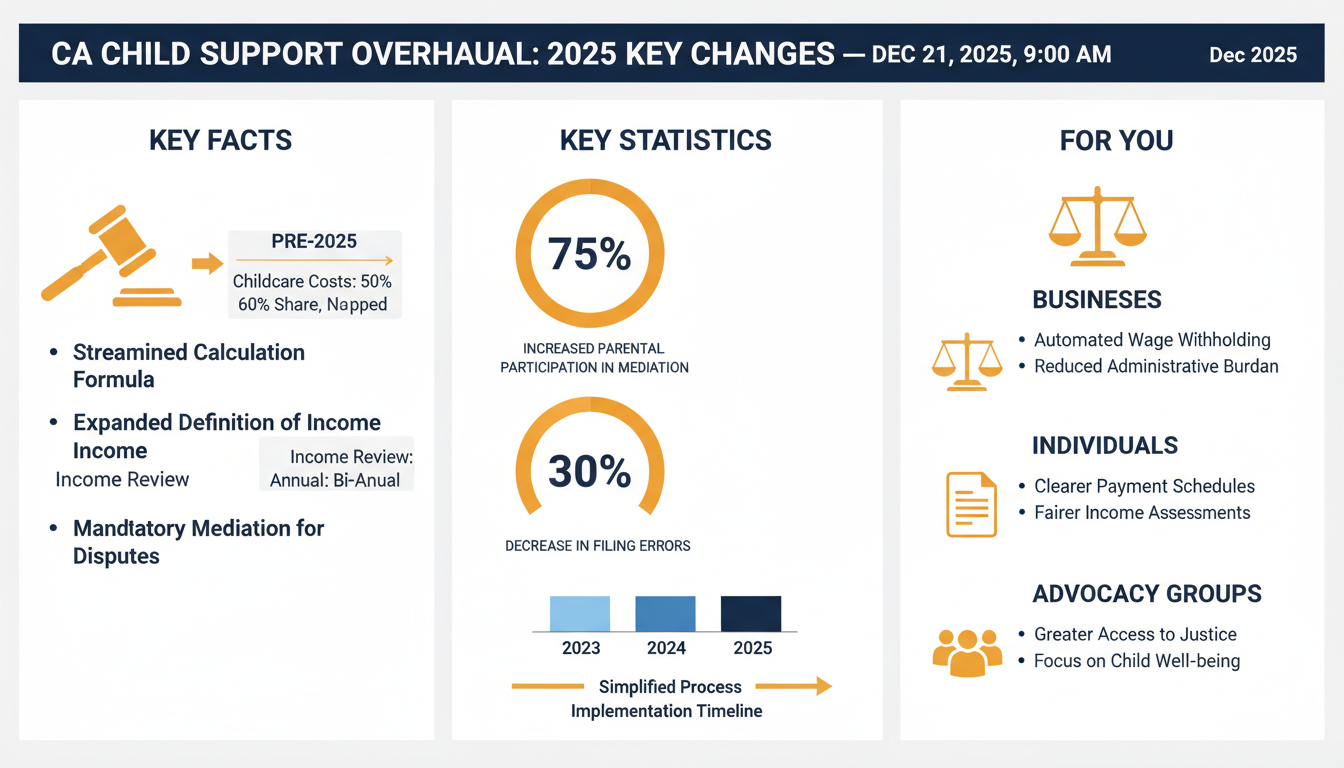 CA Child Support Overhaul: 2025 Key Changes — Dec 21, 2025, 9:00 AM - Estadísticas Clave