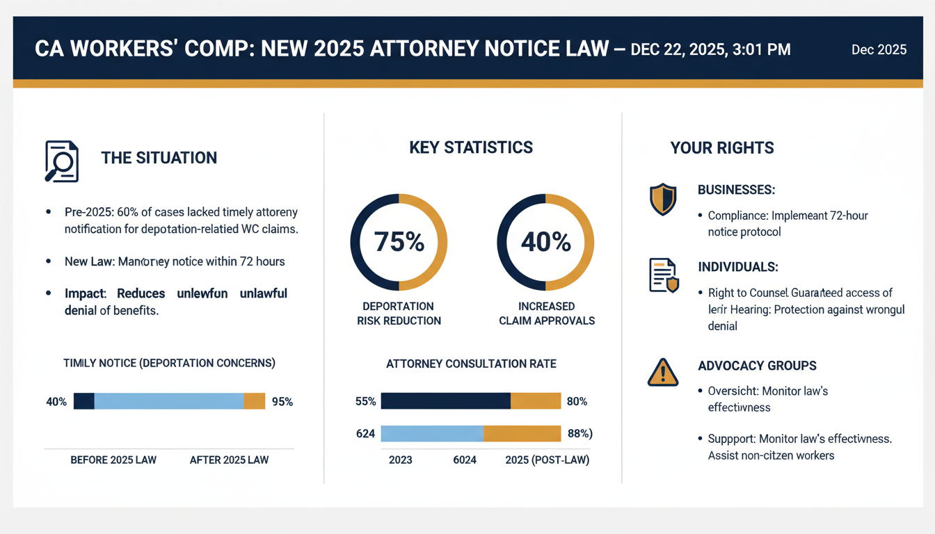 CA Workers' Comp: New 2025 Attorney Notice Law — Dec 22, 2025, 3:01 PM - Estadísticas Clave