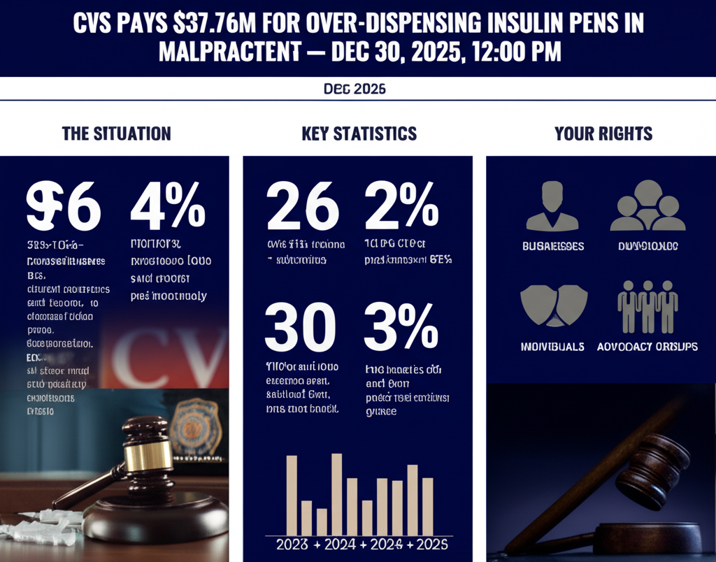 CVS Paga $37.76M por Dispensación Excesiva de Plumas de Insulina en Acuerdo de Negligencia Médica - Key Statistics