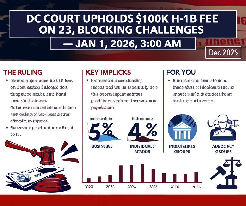 DC Court Upholds $100K H-1B Fee on Dec 23, Blocking Challenges — Jan 1, 2026, 3:00 AM - Key Statistics