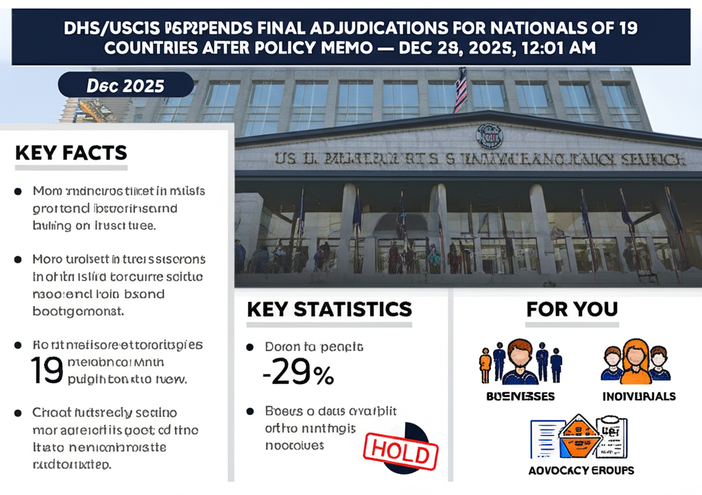DHS/USCIS suspende adjudicaciones finales para nacionales de 19 países tras el memorando de política del 2 de diciembre de 2025 — 28 de diciembre de 2025, 12:01 AM - Key Statistics