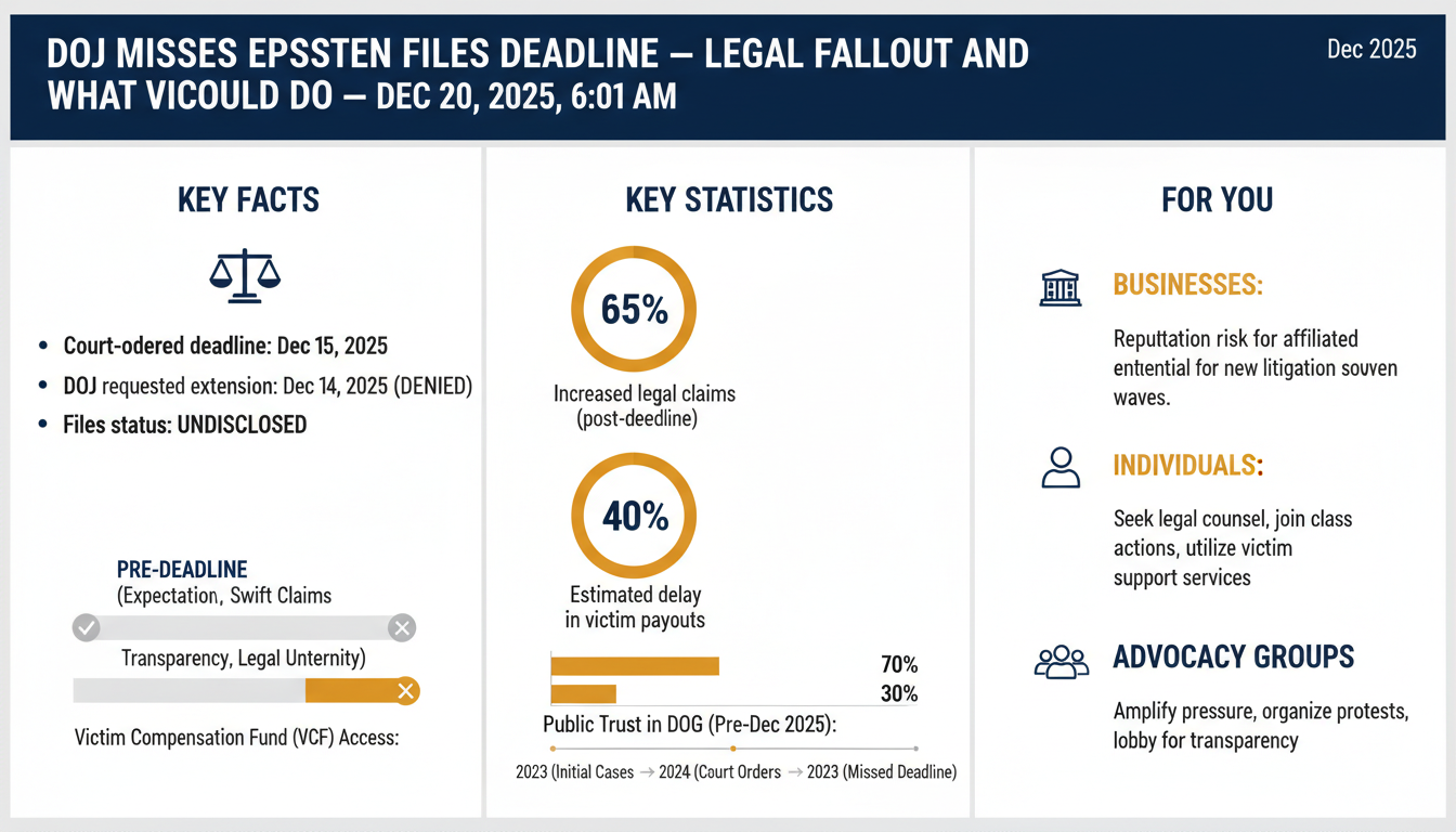 DOJ Misses Epstein Files Deadline — Legal Fallout and What Victims Should Do — Dec 20, 2025, 6:01 AM - Estadísticas Clave