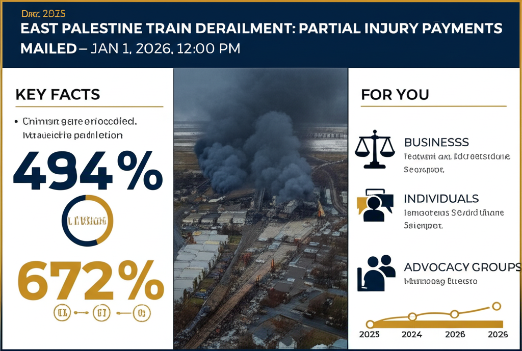 East Palestine Train Derailment: Partial Injury Payments Mailed Jan 2026 — Jan 1, 2026, 12:00 PM - Key Statistics