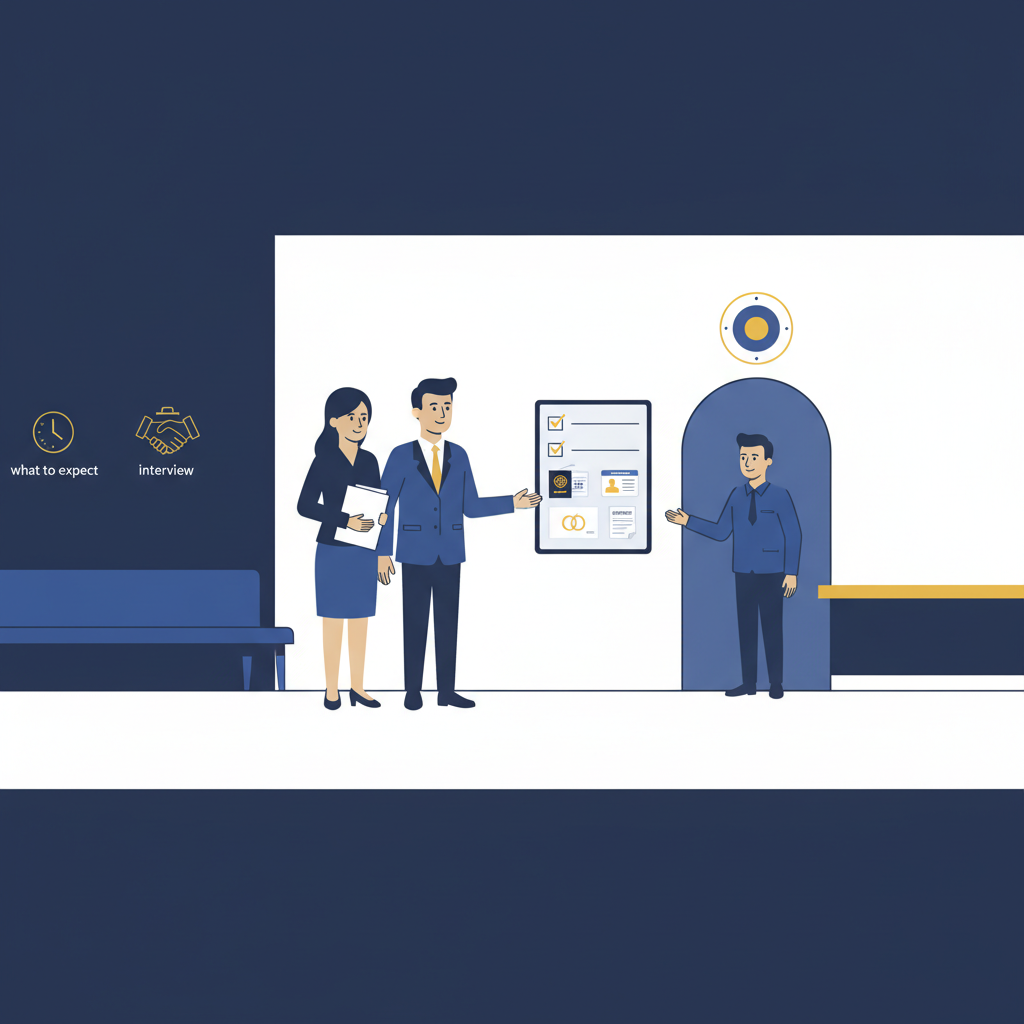 Entrevista de Green Card: Qué Llevar y Qué Esperar en USCIS (2026) - Concept