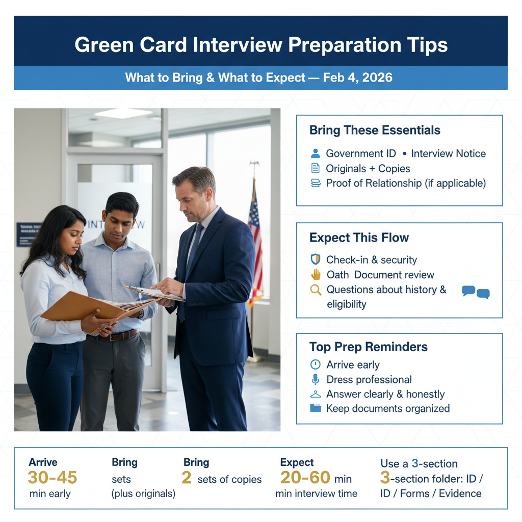 Entrevista de Green Card: Qué Llevar y Qué Esperar en USCIS (2026) - Key Statistics