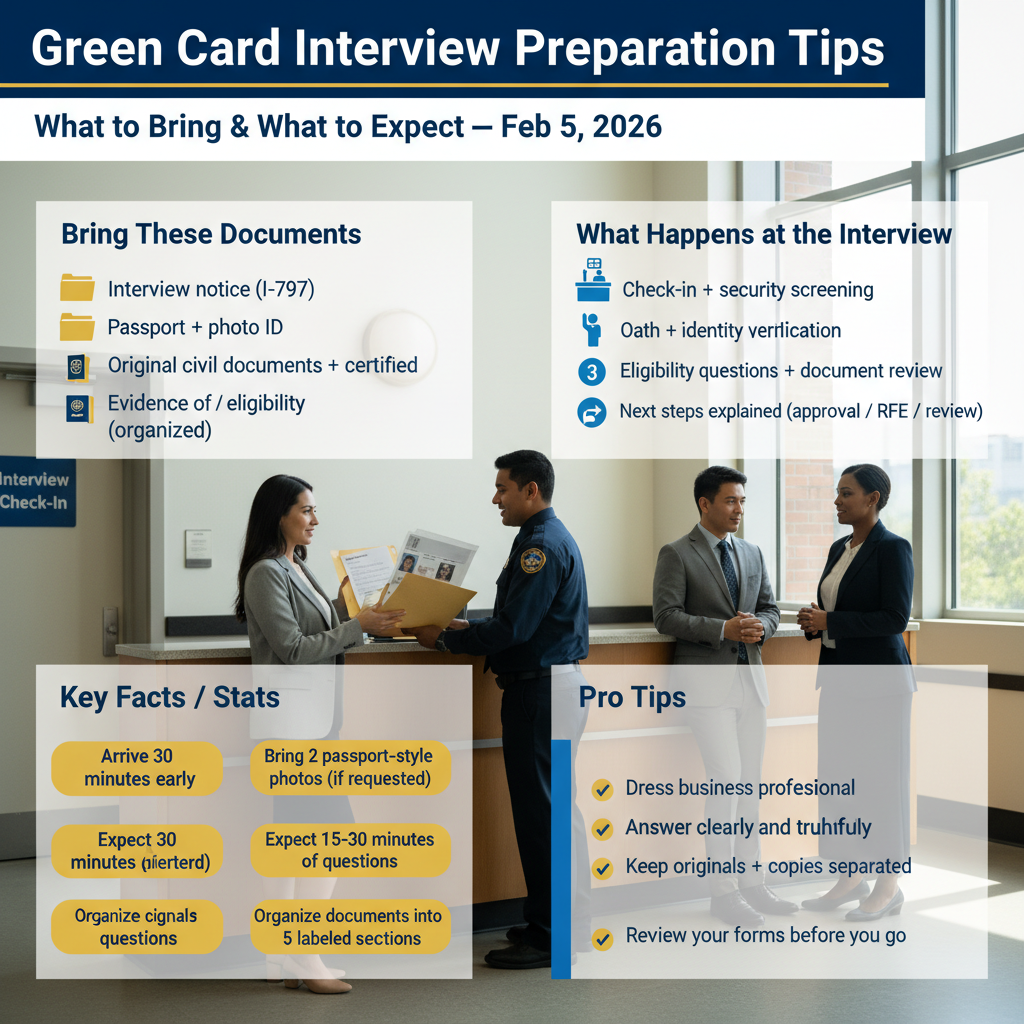 Green Card Interview Preparation Tips: What to Bring & What to Expect — Feb 5, 2026, 6:11 PM - Key Statistics