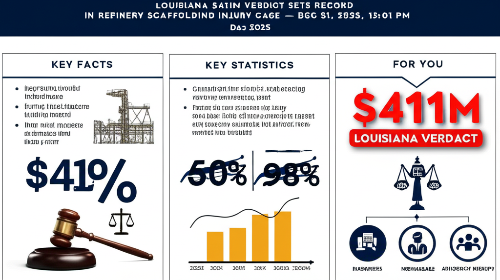 Sentencia de $411M en Luisiana Establece Récord en Caso de Lesiones por Colapso de Andamios en Refinería — 31 Dic 2025, 12:01 PM - Key Statistics