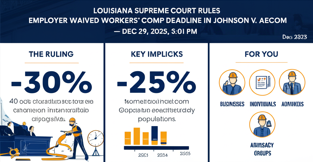 Corte Suprema de Luisiana Dictamina que Empleador Renunció Plazo de Compensación Laboral en Johnson v. AECOM (18 Dic 2025) — 29 Dic 2025, 3:01 PM - Key Statistics