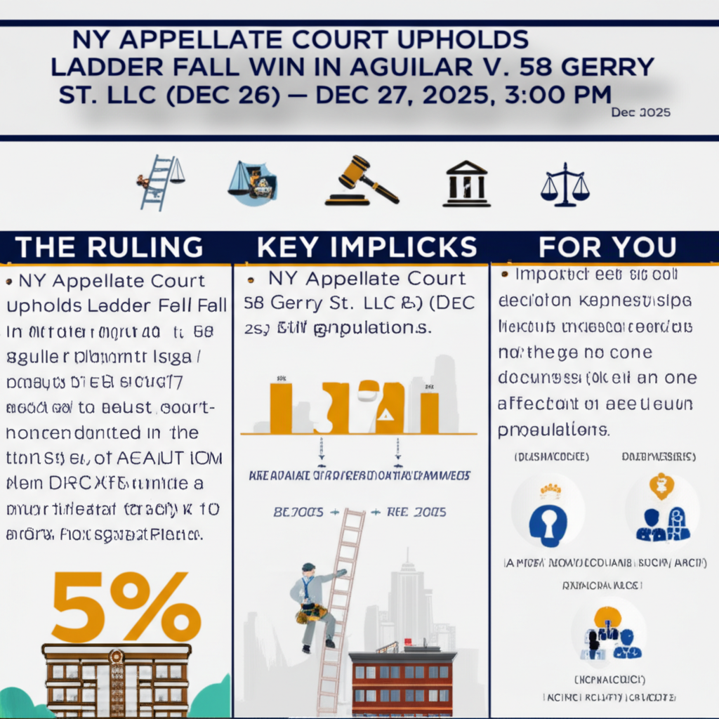 Tribunal de Apelaciones de NY Ratifica Victoria por Caída de Escalera en Aguilar v. 58 Gerry St. LLC (26 Dic) — 27 Dic, 2025, 3:00 PM - Key Statistics