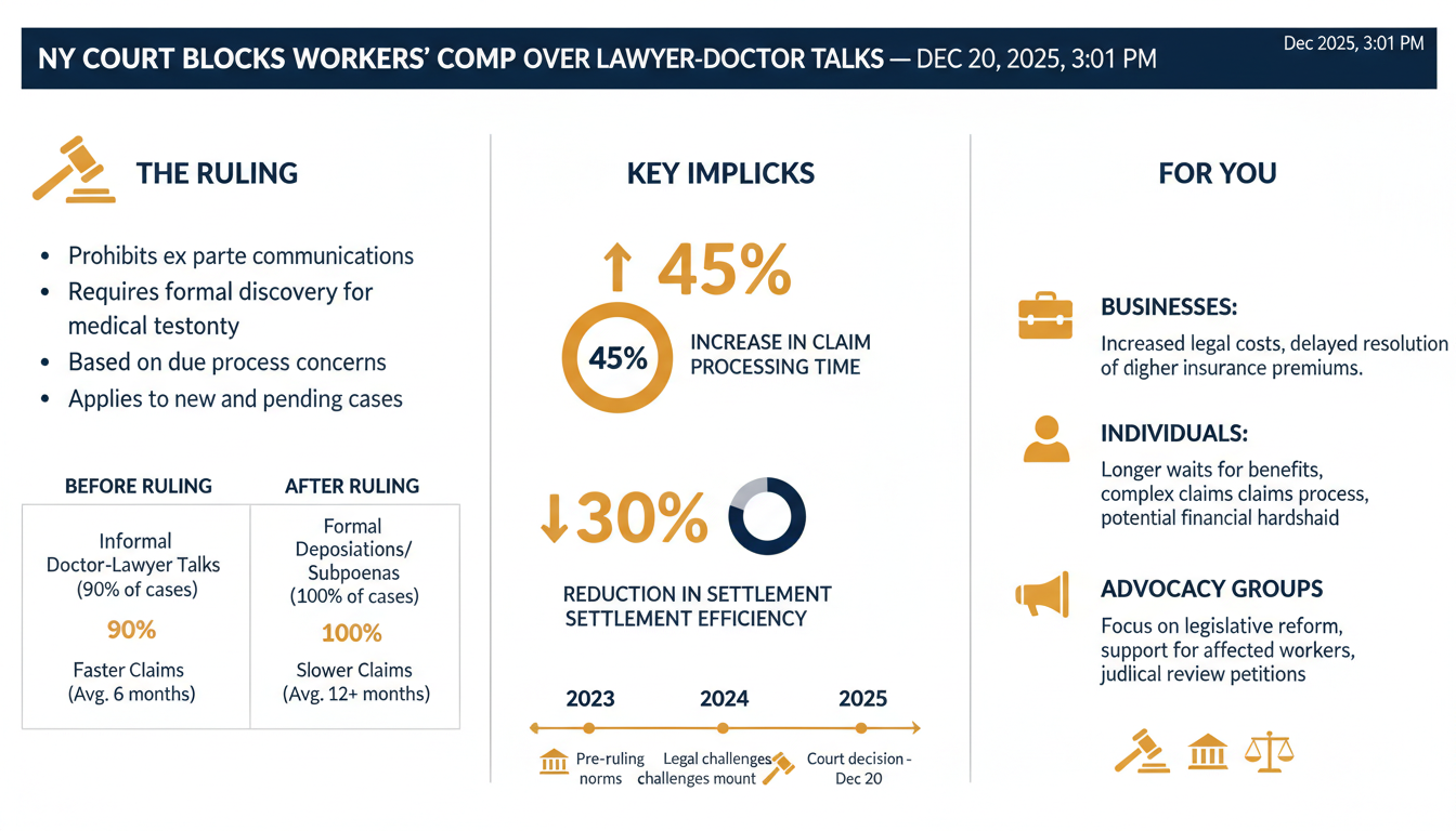 NY Court Blocks Workers' Comp Over Lawyer-Doctor Talks — Dec 20, 2025, 3:01 PM - Key Statistics