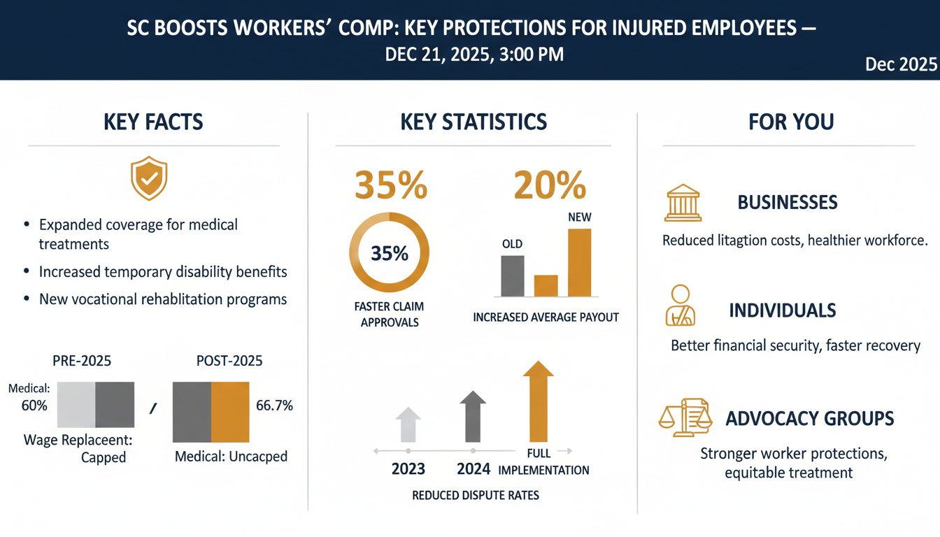SC Boosts Workers' Comp: Key Protections for Injured Employees — Dec 21, 2025, 3:00 PM - Estadísticas Clave