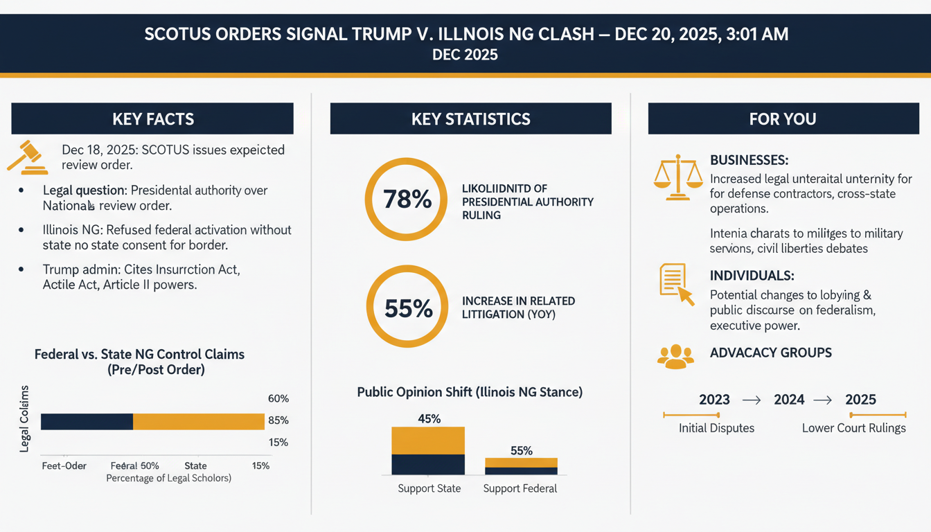 SCOTUS Orders Signal Trump v. Illinois NG Clash — Dec 20, 2025, 3:01 AM - Key Statistics