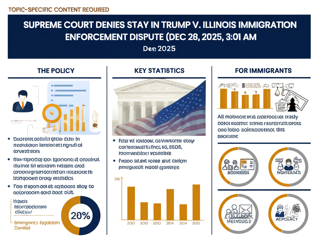 La Corte Suprema Deniega Suspensión en la Disputa Trump v. Illinois sobre Ejecución de Inmigración (22 de dic. 2025) — 28 dic. 2025, 3:01 AM - Key Statistics