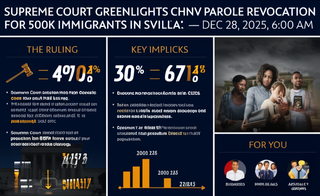 La Corte Suprema autoriza la revocación masiva del parole CHNV para 500,000 inmigrantes en Svitlana Doe v. Noem — 28 de diciembre de 2025, 6:00 AM - Key Statistics