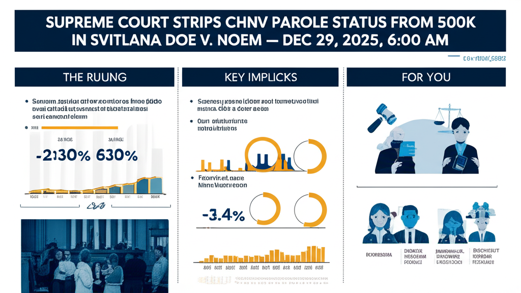 La Corte Suprema despoja del estatus de parole CHNV a 500,000 en Svitlana Doe v. Noem — 29 dic 2025, 6:00 AM - Key Statistics