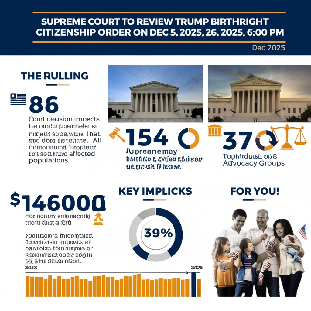 Supreme Court to Review Trump Birthright Citizenship Order on Dec 5, 2025 — Dec 26, 2025, 6:00 PM - Key Statistics