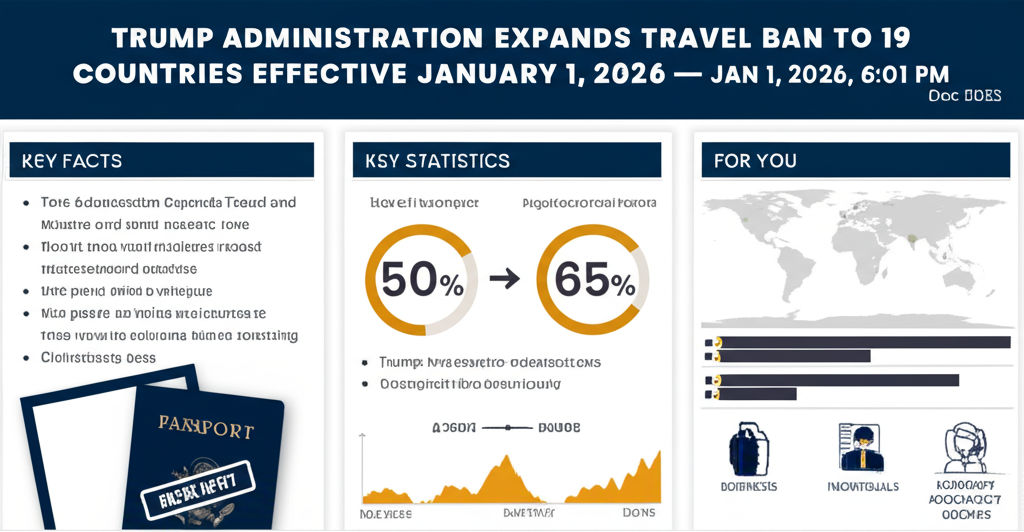 La Administración Trump Expande la Prohibición de Viajes a 19 Países Efectiva el 1 de Enero de 2026 — 1 de enero de 2026, 6:01 PM - Key Statistics