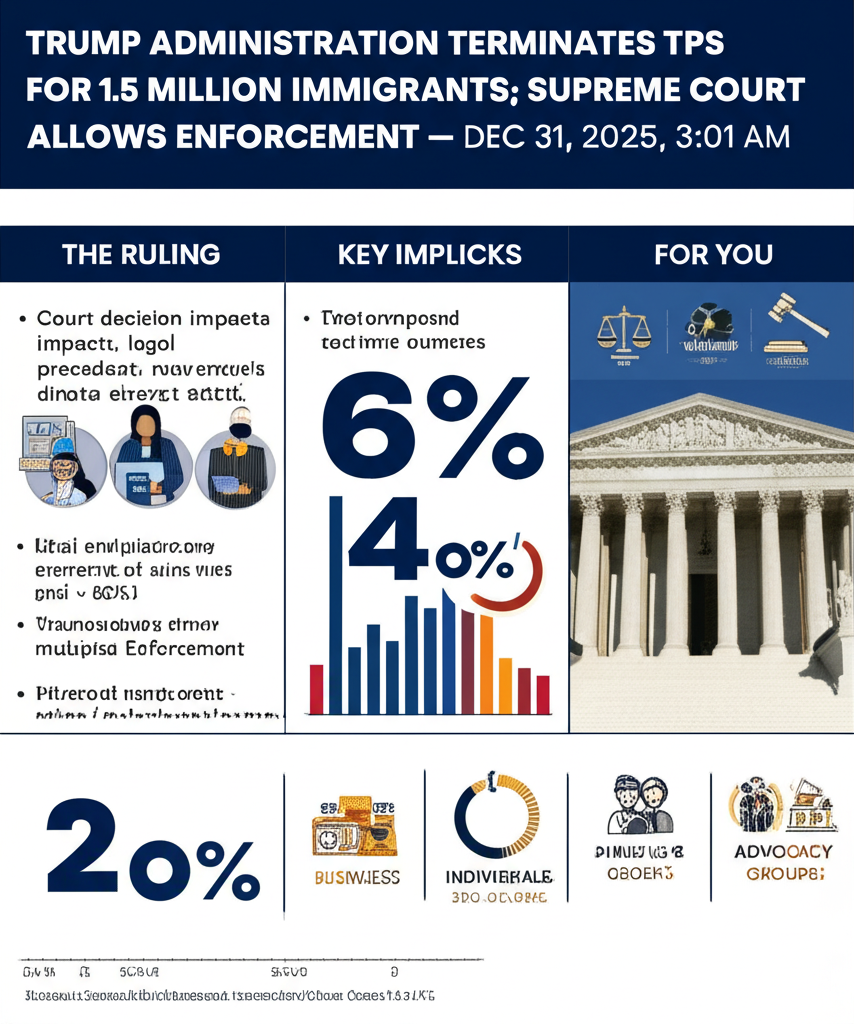 Trump Administration Terminates TPS for 1.5 Million Immigrants; Supreme Court Allows Enforcement — Dec 31, 2025, 3:01 AM - Key Statistics