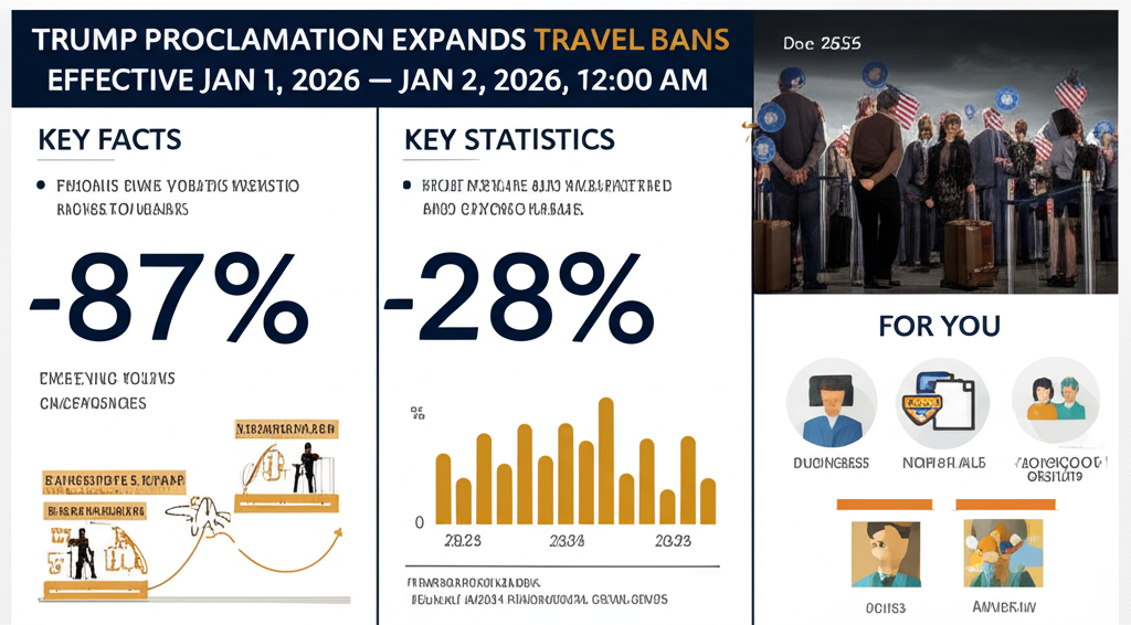 Proclamación de Trump Amplía Prohibiciones de Viaje Efectivas desde el 1 de enero de 2026 — 2 de enero de 2026, 12:00 AM - Key Statistics