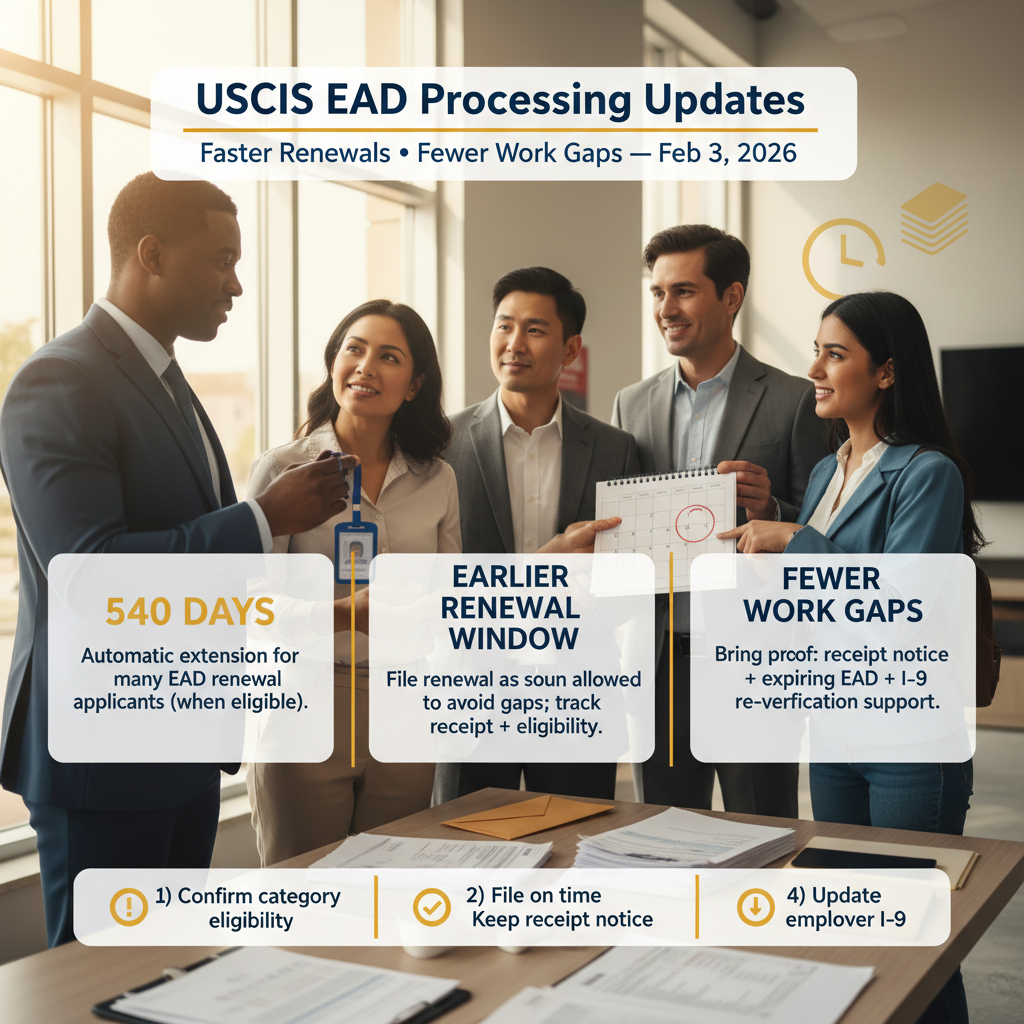 USCIS EAD Processing Updates: Faster Renewals, Fewer Work Gaps — Feb 3, 2026, 12:04 PM - Key Statistics