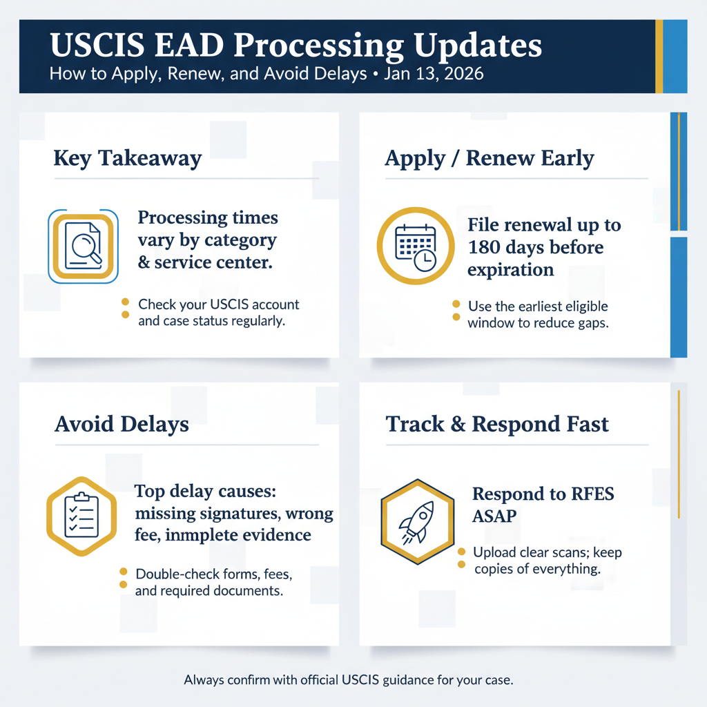 USCIS EAD Processing Updates: How to Apply, Renew, and Avoid Delays — Jan 13, 2026, 12:02 PM - Key Statistics