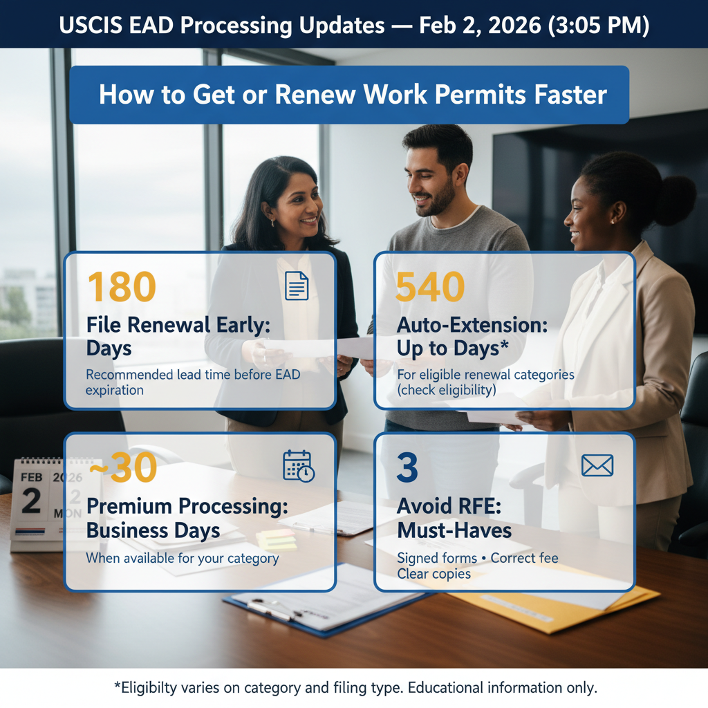 USCIS EAD Processing Updates: How to Get or Renew Work Permits Faster — Feb 2, 2026, 3:05 PM - Key Statistics