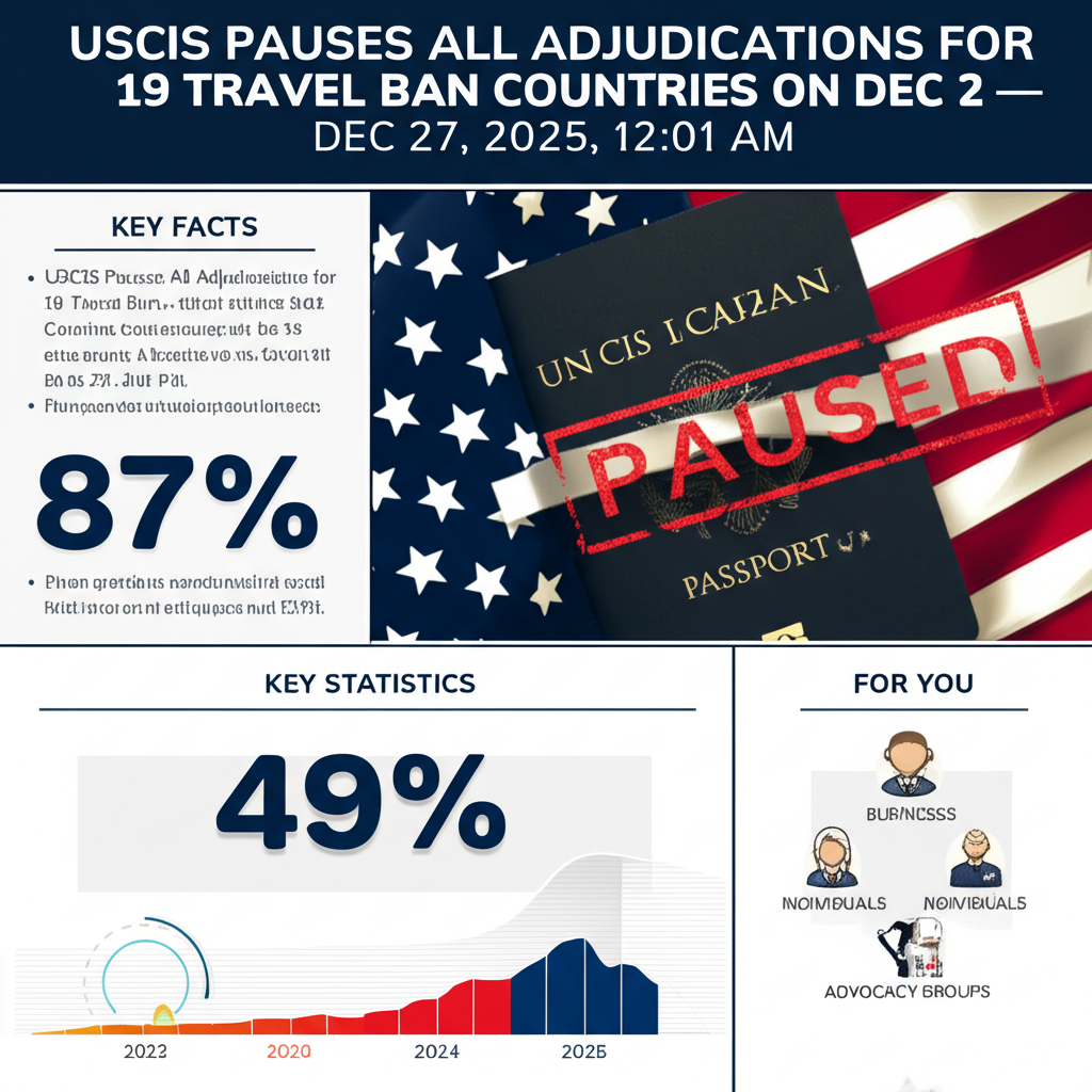 USCIS Pauses All Adjudications for 19 Travel Ban Countries on Dec 2 — Dec 27, 2025, 12:01 AM - Key Statistics