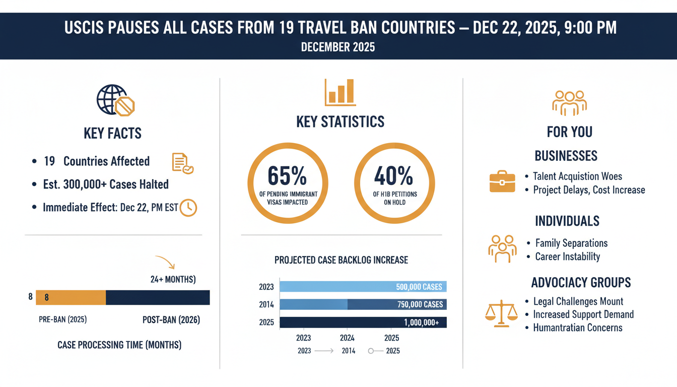 USCIS Pauses All Cases from 19 Travel Ban Countries — Dec 22, 2025, 9:00 PM - Estadísticas Clave