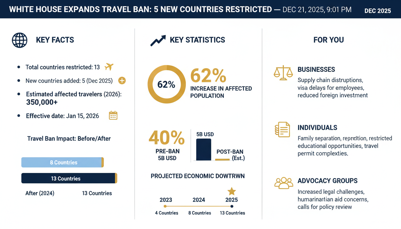 White House Expands Travel Ban: 5 New Countries Restricted — Dec 21, 2025, 9:01 PM - Estadísticas Clave
